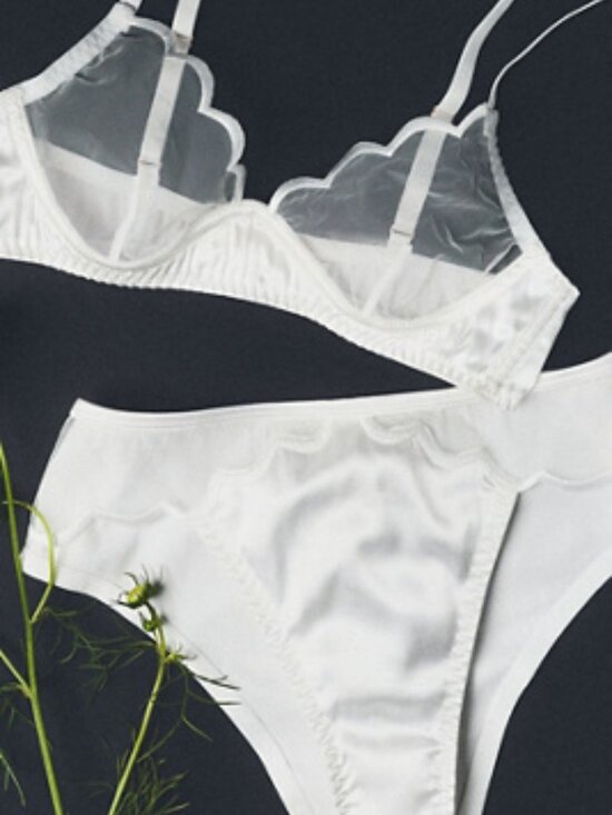 Anthropologie Other - Anthropologie LyreBird Scalloped Sheer Satin Bikini